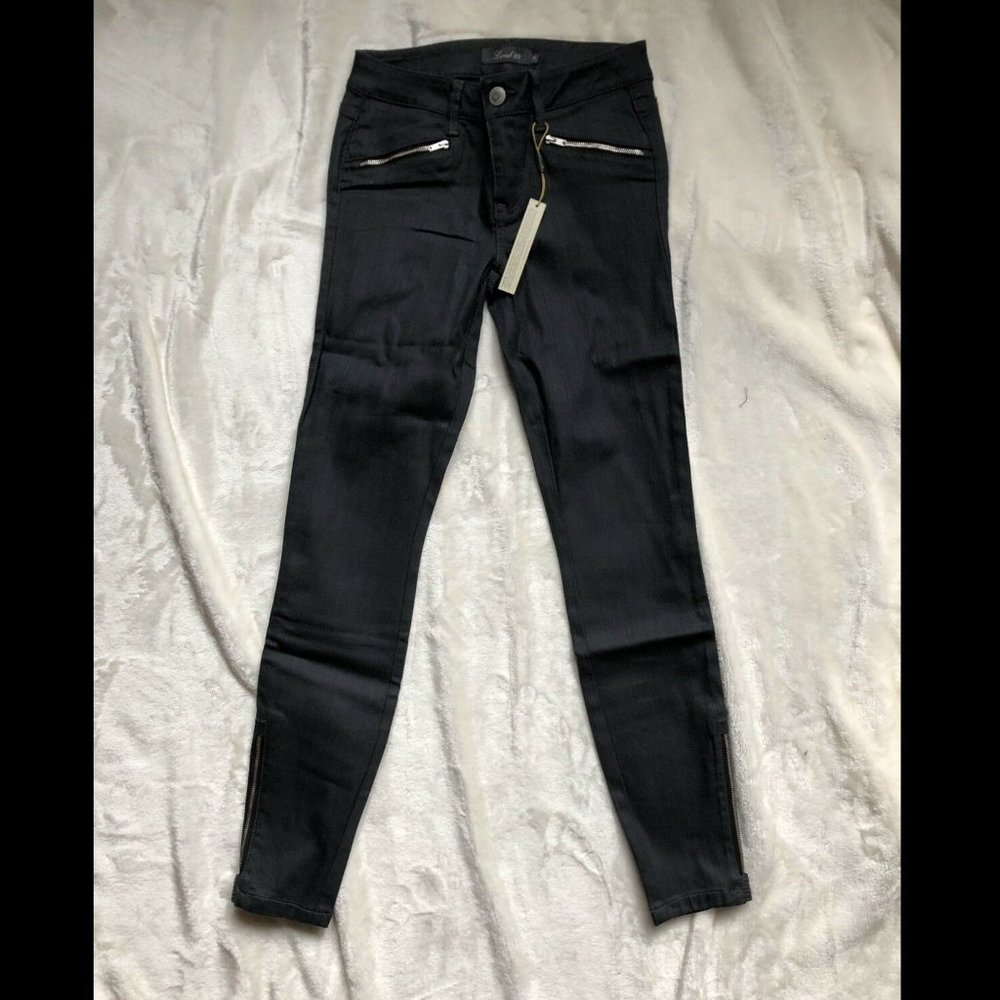 NWT Level 99 Riley Moto Skinny Jeans Bluish-Grey Size 25